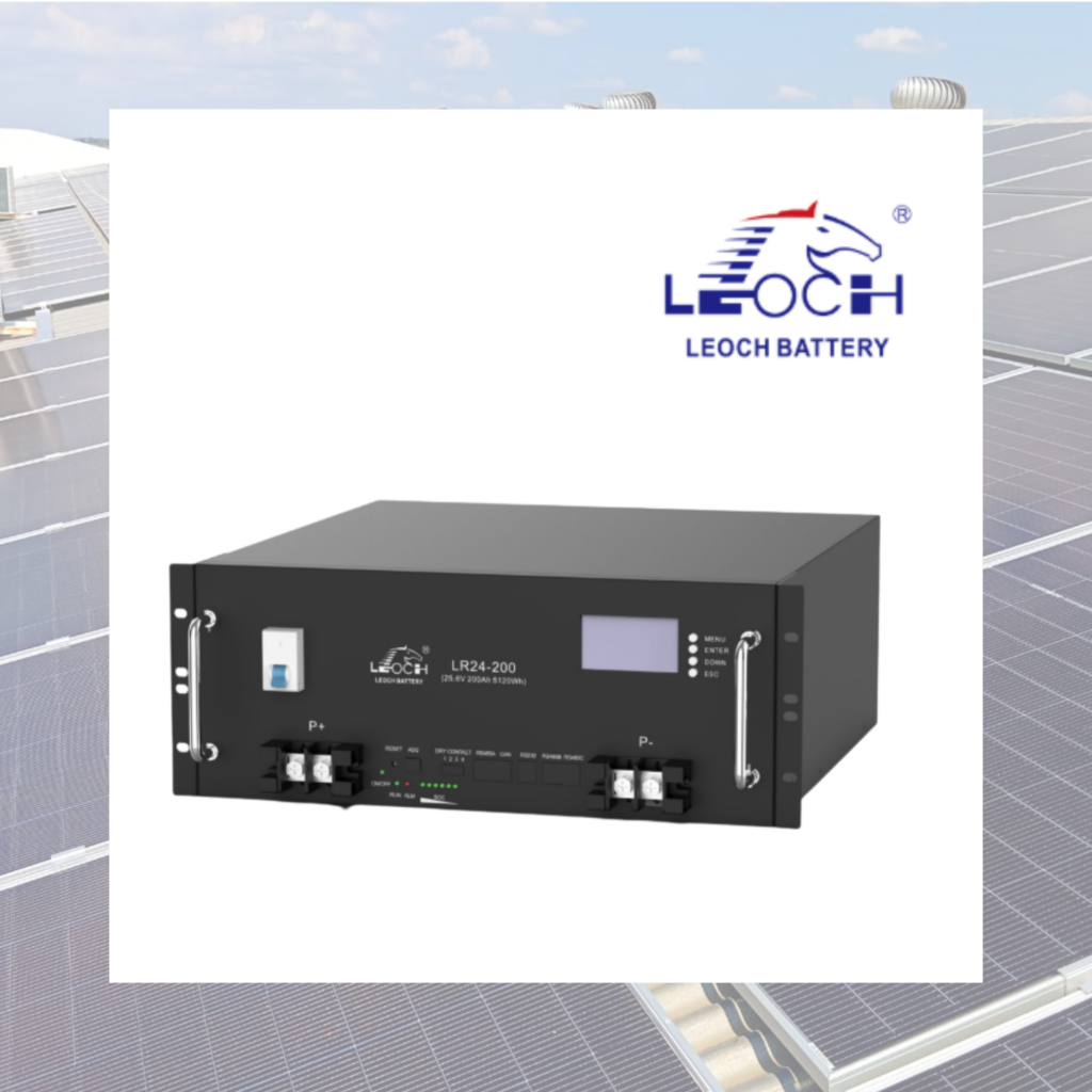 Batería de Litio Leoch LR24-200 25.6V 200Ah Rack LiFePO4 con BMS y Comunicación CAN/RS485
