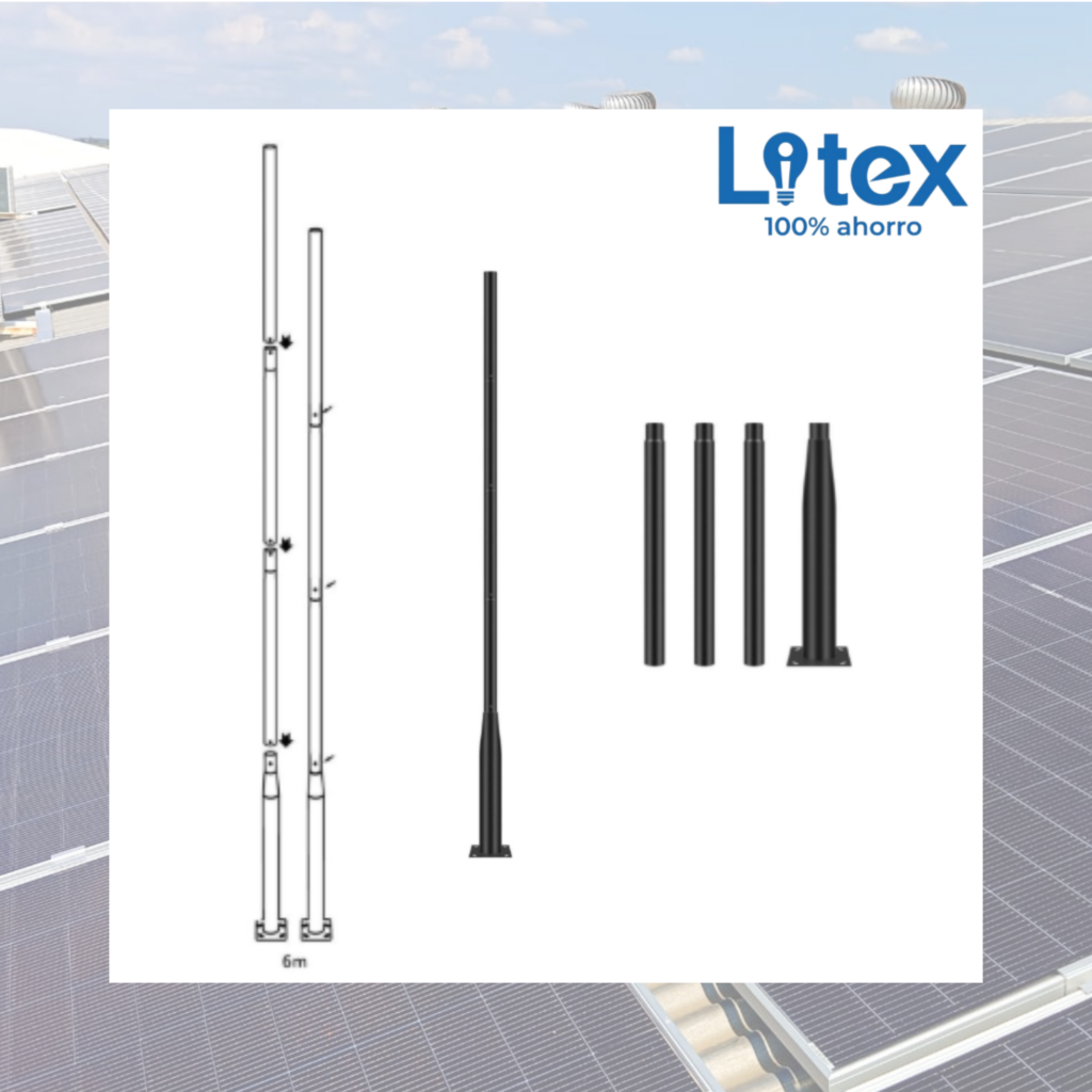 Poste Split Litex LX020 6M para Luminarias Solares