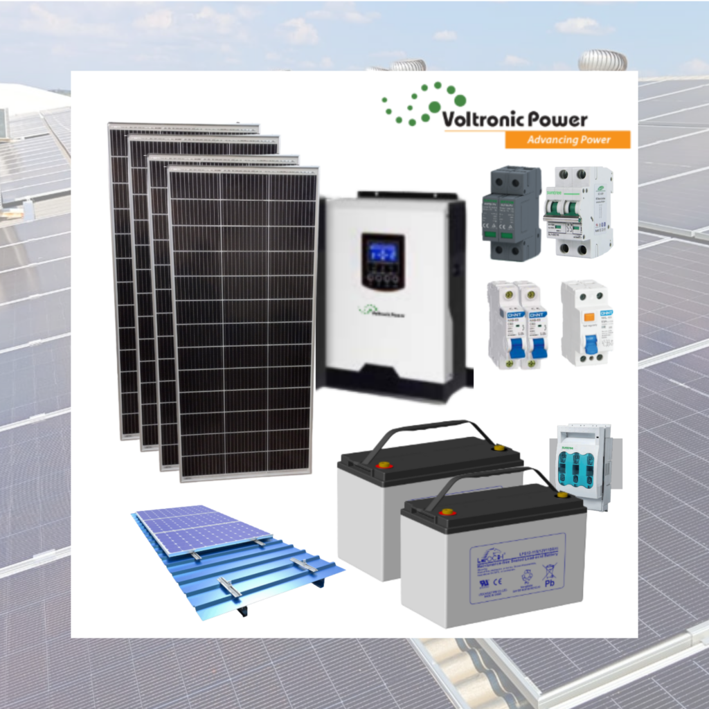 Kit Solar Off-Grid Rural 2 kW | Inversor Voltronic Axpert VM 2000W + 4 Paneles 200W + Banco AGM 24V