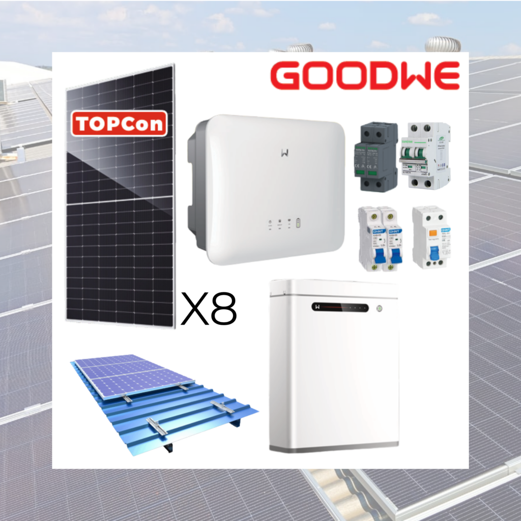 Kit Solar Híbrido GoodWe 6 kW + Batería de Litio 5 kWh + 8 Paneles Luxen 585 W