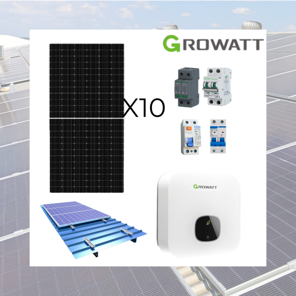 KIT SOLAR ON-GRID GROWATT 5kW + 10 PANELES AMERISOLAR 580W + SMART METER