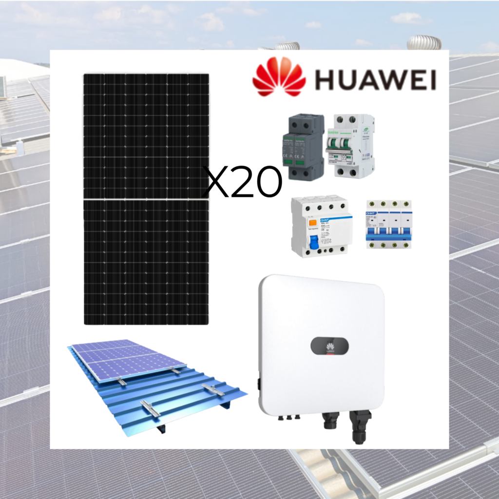 KIT SOLAR ON-GRID HUAWEI 10kW TRIFÁSICO + 20 PANELES AMERISOLAR 580W + SMART METER