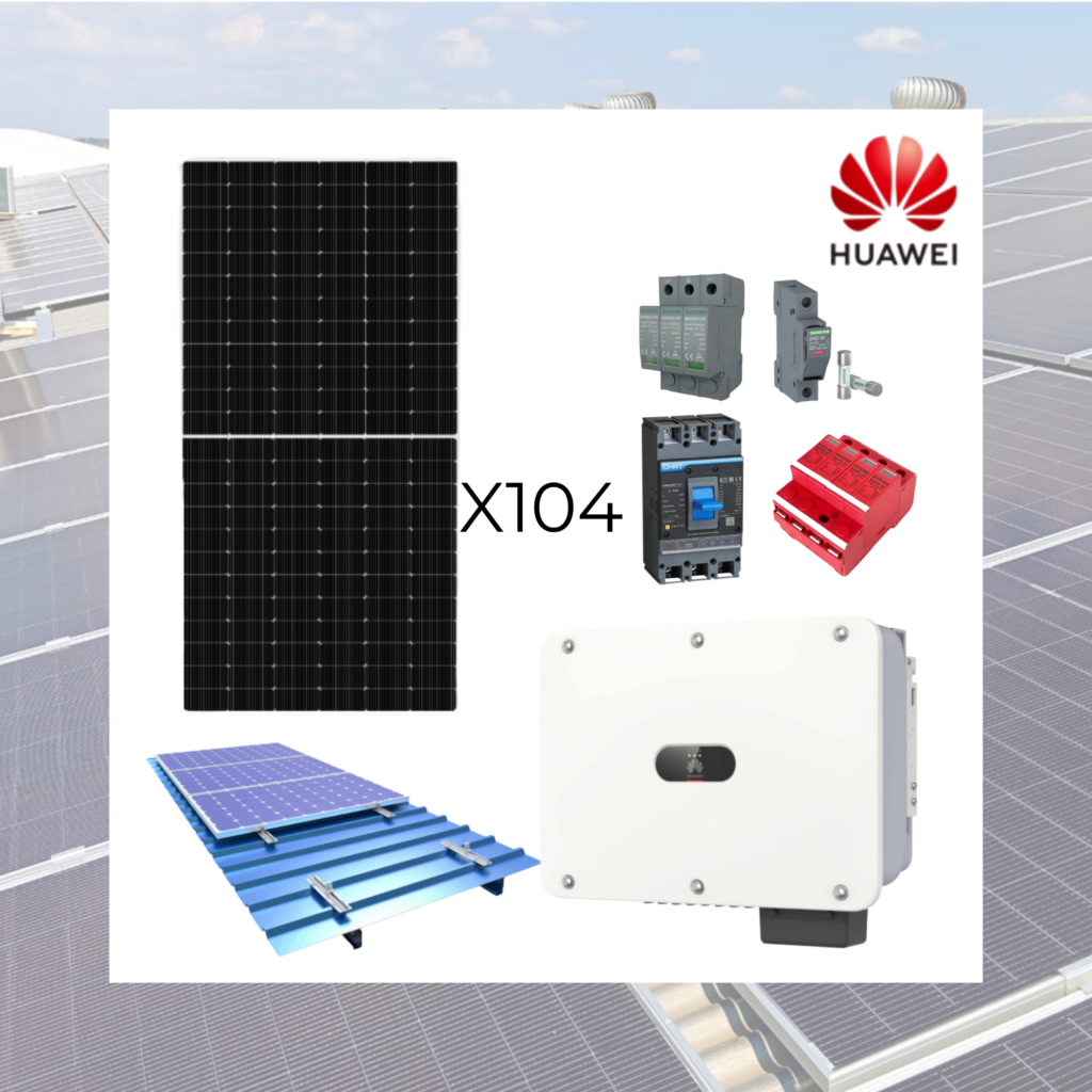KIT SOLAR ON-GRID HUAWEI 50kW TRIFÁSICO + 104 PANELES AMERISOLAR 580W + SMART METER