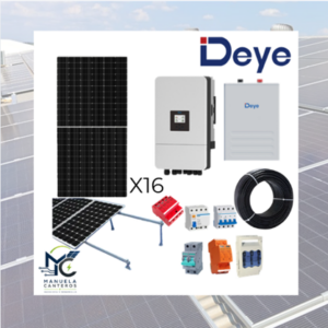KIT SOLAR HÍBRIDO TRIFÁSICO DEYE 8kW + 16 PANELES AMERISOLAR 580W + 10,24 kWh EN BATERÍAS DE LITIO