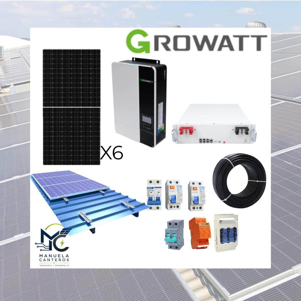 Kit Solar Off-Grid Growatt 5kW + Batería 5,12 kWh + 6 Paneles Trina